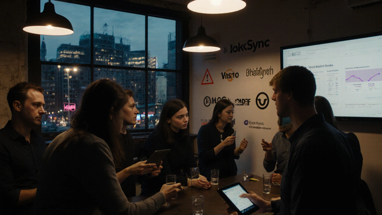 Venture studio team presenting a retail inventory tech prototype to investors in a Shoreditch workspace.
