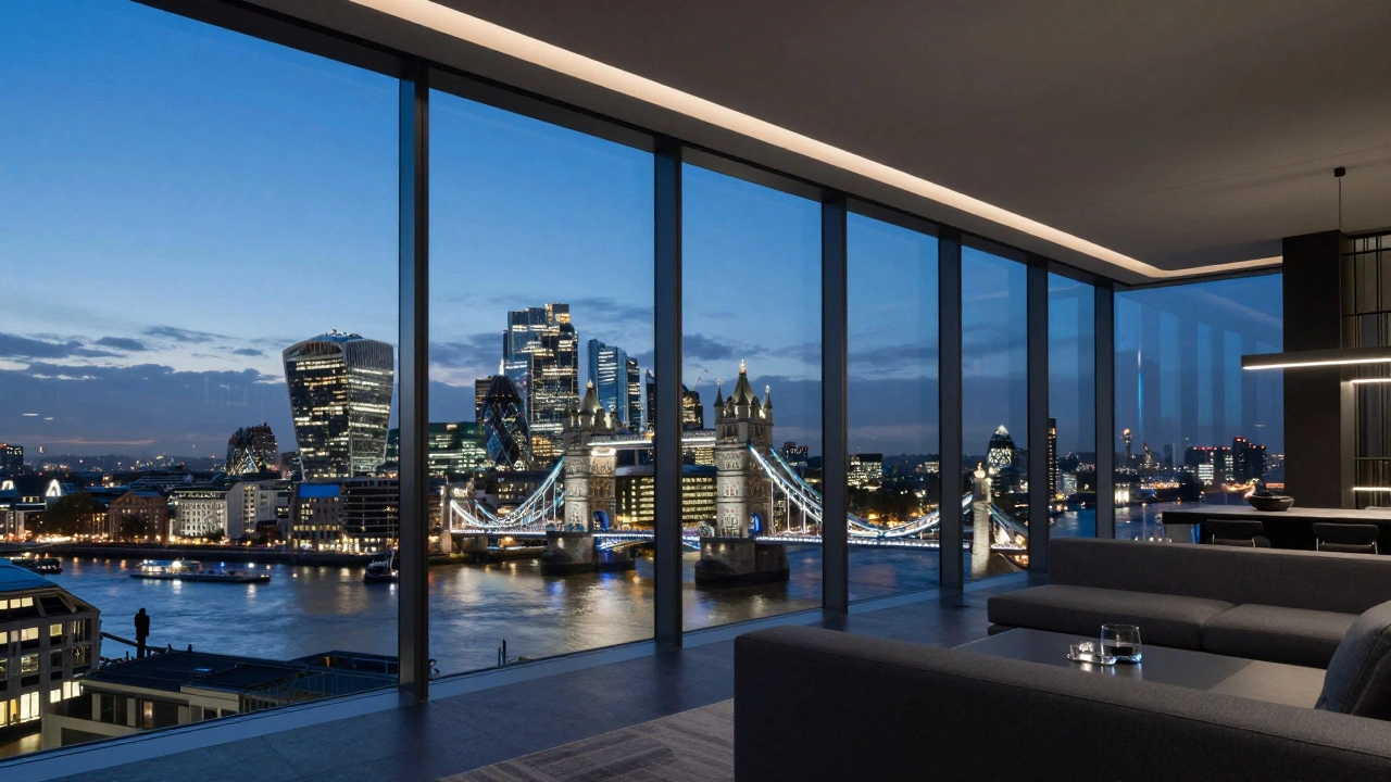 Modern luxury hotel room in The Shard with panoramic London city views